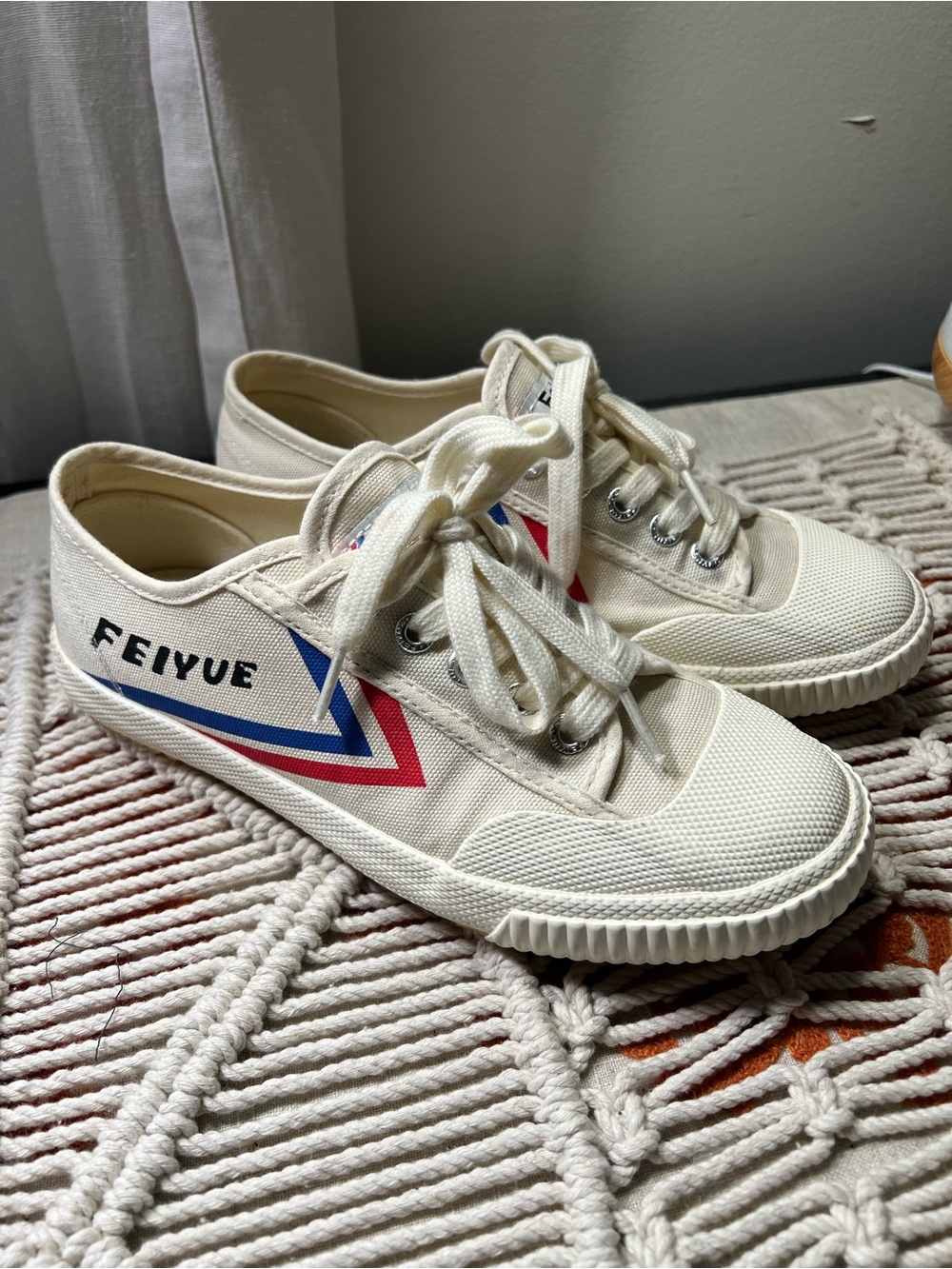 Feiyue Canvas Sneakers Ivory Red & Blue 6W